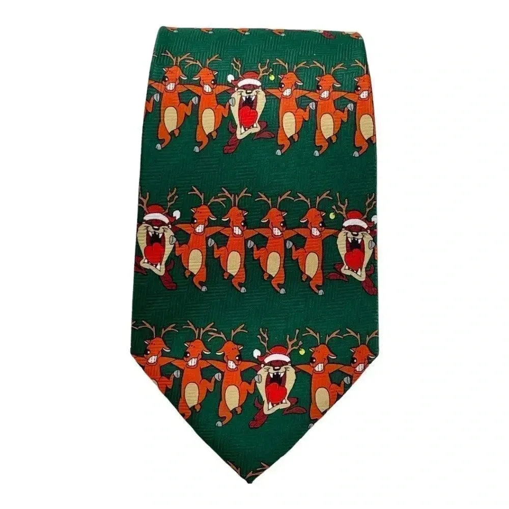 Looney Tunes Christmas Holiday Taz Dancing Reindeer Neck Tie